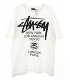ステューシー STUSSY 24SS WORLD TOUR TEE WHITE L ワールド ツアー Tシャツ ホワイト 白 半袖 ロゴ 【ブランド古着ベクトル】【中古】■260129
