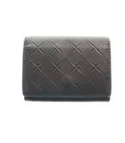 ボッテガヴェネタ BOTTEGA VENETA エンボス イントレチャート 三つ折り 財布 ネイビー 紺 【ブランド古着ベクトル】【中古】☆AA★▲■260419