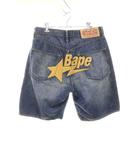 アベイシングエイプ A BATHING APE デニム ハーフ パンツ ショーツ BAPESTA ロゴ 刺繍 Mサイズ インディゴ 【ブランド古着ベクトル】【中古】260511