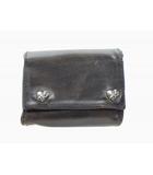 クロムハーツ CHROME HEARTS 3FOLD 3フォールド ハートボタン レザー ウォレット ブラック 三つ折り 財布 【ブランド古着ベクトル】【中古】☆AA★ ▲ 260517