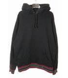 シュプリーム SUPREME 18AW STRIPED RIB HOODED SWEATSHIRT BLACK M ストライプ リブ ロゴ フーディー スウェットシャツ パーカー ブラック 【ブランド古着ベクトル】【中古】☆AA★260627