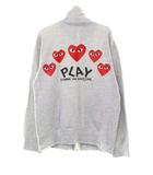 コムデギャルソン COMME des GARCONS PRINTED BACK HEART RED × BLACK × WHITE BLOUSON WITH RED EMBLEM TOP GRAY Mサイズ バック プリント ハート ロゴ ジップアップ パーカー グレー 【ブランド古着ベクトル】【中古】●260613