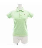 ラルフローレン RALPH LAUREN ボーダー ポロシャツ カットソー 半袖 ロゴ刺繍 160 レディースXS相当 緑 ライトグリーン  ■GY09