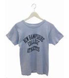 チャンピオン CHAMPION バータグ プリント 半袖 Tシャツ S ブルー系 カットソー USA製 トップス