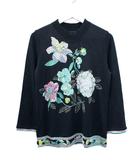 レオナール LEONARD ニット トップス ジャガード フラワー 40 ネイビー 長袖 トップス