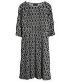 タルボット TALBOTS ワンピース S 切替 プリント 総柄 ネイビー ブラウン ホワイト 茶色 白 長袖