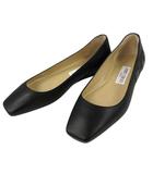 LENI FLAT 36 ブラック 黒 フラット シューズ ロゴ エンボス ナッパレザー 靴 パンプス 革 ☆AA★