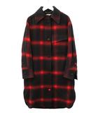 ステラマッカートニー STELLA McCARTNEY チェック柄 ウール ロングコート 38 赤 レッド 長袖 アウター