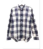 ドゥニーム DENIME チェック シャツ ネイビー S 長袖 コットン ラミー トップス