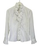 ナラカミーチェ NARA CAMICIE シャツ ブラウス 0 ストライプ フリル ホワイト 白 長袖 トップス