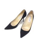 ジミーチュウ JIMMY CHOO パンプス ポインテッドトゥ 38.5 ネイビー スエード スウェード 靴 紺 ☆AA★