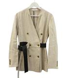 チノ CINOH ノーカラーダブルジャケット 20SJK007 リネン 麻 38 アイボリー系 長袖 アウター