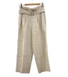 チノ CINOH ベルテッド ワイド リネンパンツ 38 アイボリー系 麻100% ベルト付き ボトムス