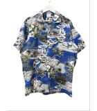  Jade Fashions アロハシャツ ハワイアンシャツ 総柄 ハワイ製 L ブルー