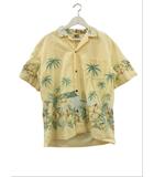  Winnie Fashion アロハシャツ ハワイアンシャツ 総柄 コットン イエロー L 半袖