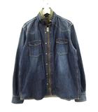 20SS ストレートフィット デニム シャツジャケット ミリタリー ドッキング ウエスタン インディゴブルー size3