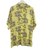  MAKAI BEACH WEAR アロハシャツ ハワイアンシャツ L イエロー レーヨン 半袖 プリント トップス