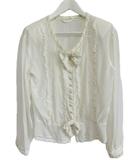 インゲボルグ INGEBORG ブラウス リボン レース ピンタック ホワイト 白 長袖 トップス