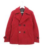 バーバリーブラックレーベル BURBERRY BLACK LABEL ピーコート チェックジャガード M レッド 赤 ウール メルトン 上着 アウター Pコート