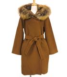 マックスマーラステュディオ Max Mara Studio ファーフード付き コート ウール 36 ブラウン 茶 アウター 上着