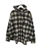  HEICHI フード付き チェックシャツ ボタンシャツ L ブラック 長袖 トップス