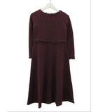 シビラ SYBILLA ワンピース ニット 長袖 膝下丈 ボルドー 赤系