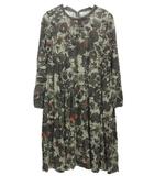 t.b ティービー センソユニコ ニット チュニック ワンピース 総柄 プリント 40 カーキグレー 緑 長袖