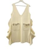 チェスティ Chesty フリルニットワンピース ノースリーブ Vネック ホワイト 白 0 スパンコール ビーズ