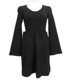 バレンシアガ BALENCIAGA ニット ワンピース チュニック 34 ブラック 黒 長袖 ☆AA★