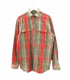 ダブルアールエル RRL ヘビーコットン ネルシャツ チェック柄 長袖 グレー レッド M