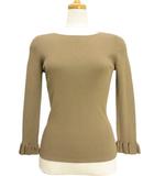 エポカ EPOCA STORIA フリルコンビ ニットプルオーバー 40 リブ モカ ブラウン系 トップス 長袖