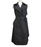 トラサルディ TRUSSARDI TRU ロングトレンチジレ ベスト 38 ネイビー 紺 トップス 上着