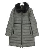 ツイード ダウンコート フォックスファー付き 40 グレー系 アウター 上着