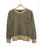 アーペーセー A.P.C. ニット ボーダー ハートポケット カシミヤ コットン M ベージュ ネイビー トップス 長袖