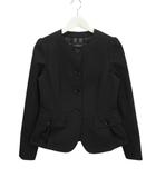 バーバリー ロンドン BURBERRY LONDON ジャガード ノーカラー ジャケット 38 ブラック 黒 アウター 上着 シルク混