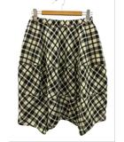 コムデギャルソン COMME des GARCONS サルエルパンツ ハーフ ウエストゴム チェック柄 ブラック 黒 アイボリー S ウール ボトムス
