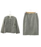 スーツ セットアップ ジャケット M スカート L 膝丈 グレー ウール アウター ボトムス