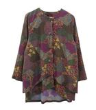 シセンドウ 詩仙堂 HITOSHI TAMURA ちりめん 縮緬 ロング ジャケット カーディガン ブラウス 総柄 ピンク系 トップス