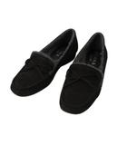 ダイアナ DIANA WELL FIT モカシン シューズ 21.5cm ブラック 黒 ヌバックレザー 靴