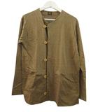 リネンジャージーカーディガン 長袖 ブラウン 茶色 麻 M 羽織 トップス