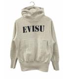エヴィス EVISU スウェットパーカー ステンシル ロゴプリント グレー 38