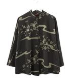 シセンドウ 詩仙堂 HITOSHI TAMURA ちりめん 縮緬 ドルマン ワイド ブラウス シャツ トップス 黒 ブラック プリント 和柄