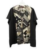 シセンドウ 詩仙堂 HITOSHI TAMURA ちりめん 縮緬 カーディガン ベスト プリント切替 ブラック 黒 トップス