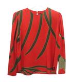 シセンドウ 詩仙堂 HITOSHI TAMURA ちりめん 縮緬 ブラウス プリント 和柄 レッド 赤 トップス 長袖