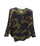 シセンドウ 詩仙堂 HITOSHI TAMURA ちりめん 縮緬 ブラウス ドルマン プリント ネイビー紺 トップス