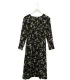 ロングワンピース 長袖 黒 花柄 薄手