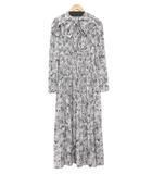 ブラードフラワー ボウタイ ワンピース ライトグレー 38 プリーツ ドレス