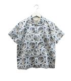 コムデギャルソン 90's 半袖 シャツ ブラウス 幾何学 プリント サテン ブルー系 トップス