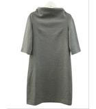ワンピース 五分袖 膝丈 グレー ウール 40 L