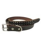 エイチティーシー HTC 2連 ピラミッドスタッズ ナローベルト レザー 本革 32 黒 ブラック